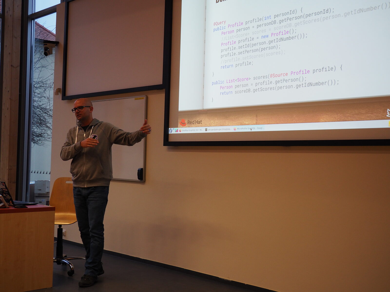 Phillip presenting a talk in a lecture theatre
